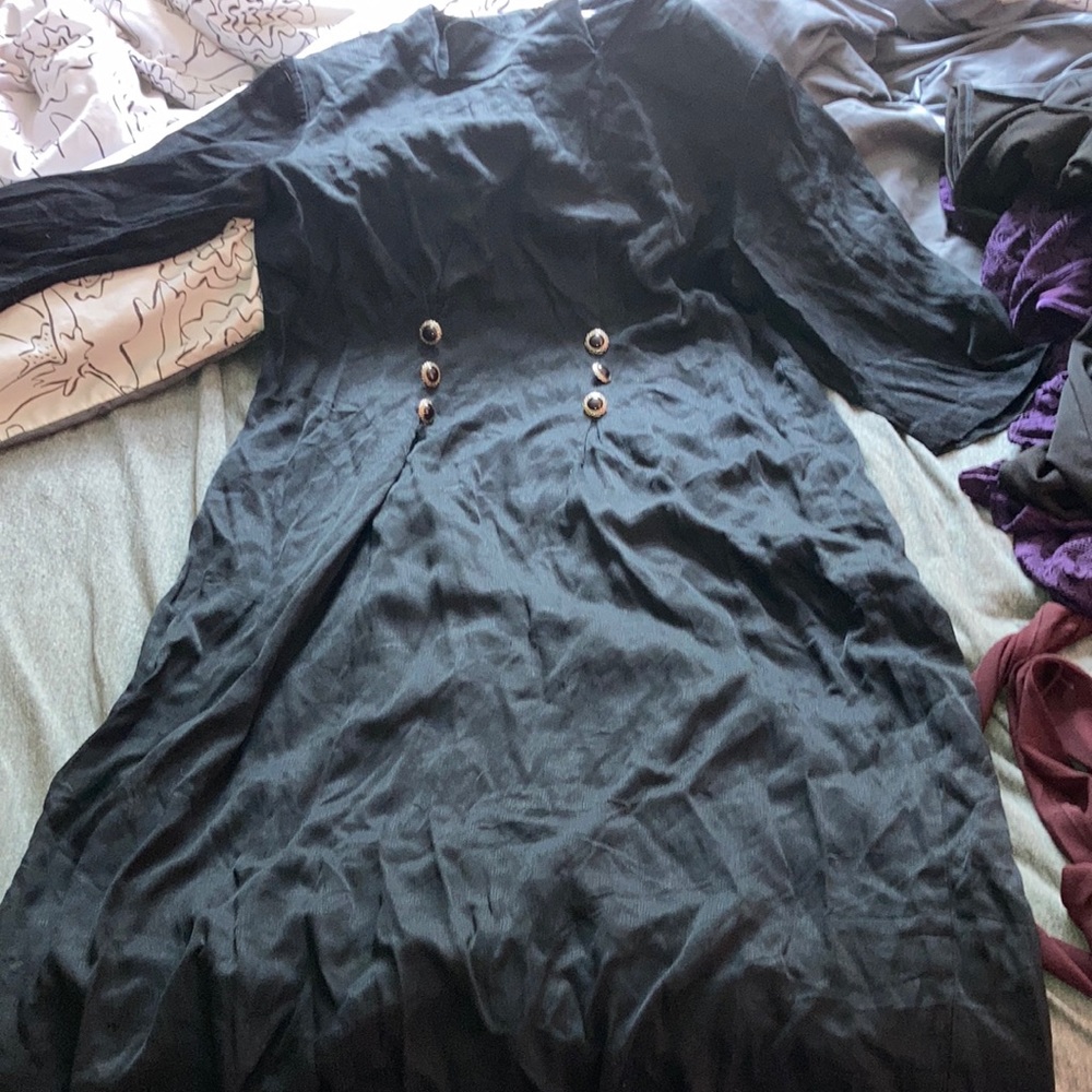 Vintage black button dress